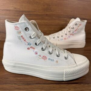 Converse All Star Lift Hi Floral Platform Sneaker Womens 7.5 Shoes Flowers